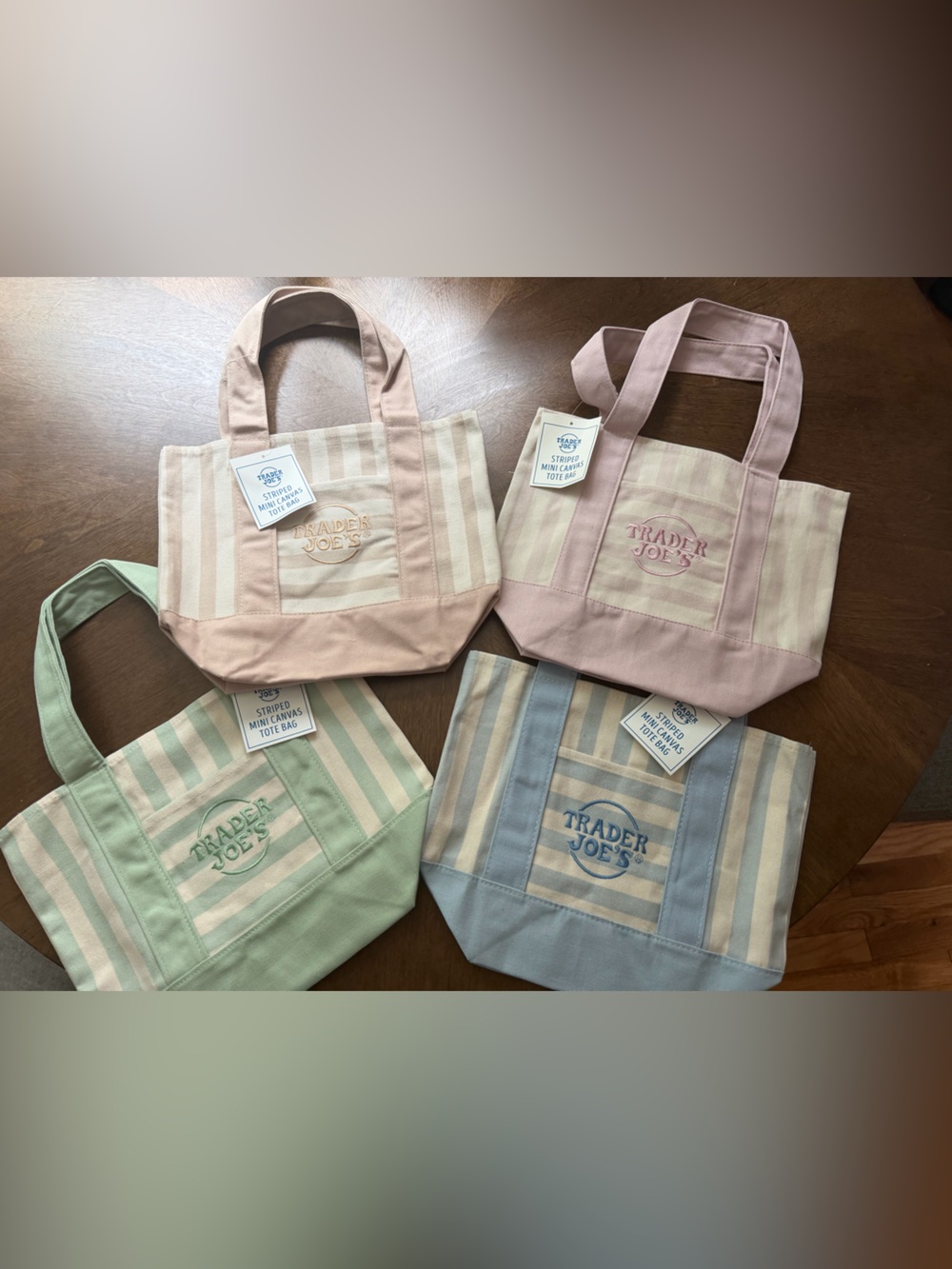 Trader Joe’s Limited Edition Striped pastel bags set of 4